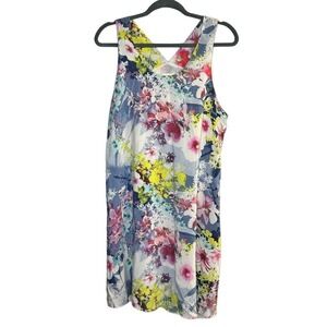Cynthia Rowley 100% Silk Floral Shift Dress Sz 12 Lined Spring Staple Resortwear